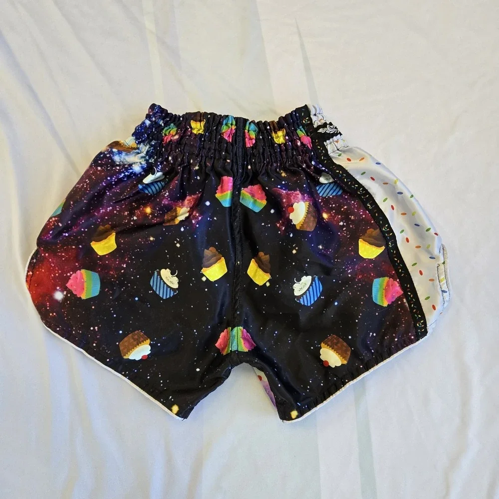 Muay Thai Addict Shorts‎ Adult Sz S Galaxy Cupcakes Pink Blue Kickboxing MMA